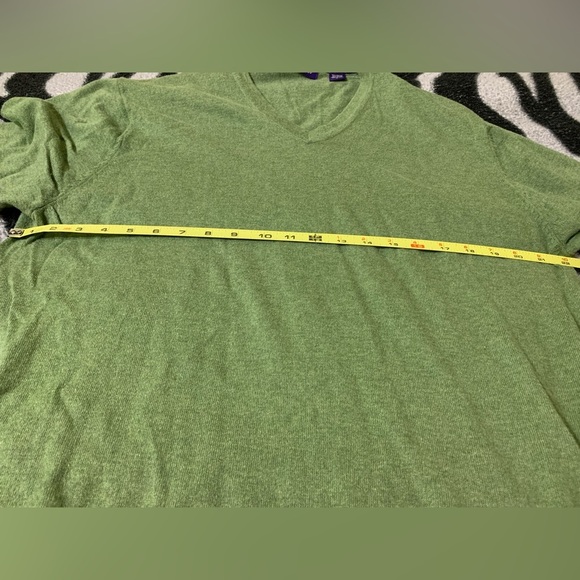 Alan Flusser Sweater Mens Size L Cotton Blend Pullover Green  V Neck Long Sleeve - Picture 5 of 6